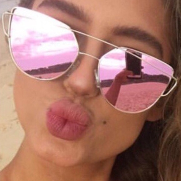 ✨ROSE GOLD✨BRIGHT PINK MIRRORED SUNGLASSES-NEW - Picture 4 of 10